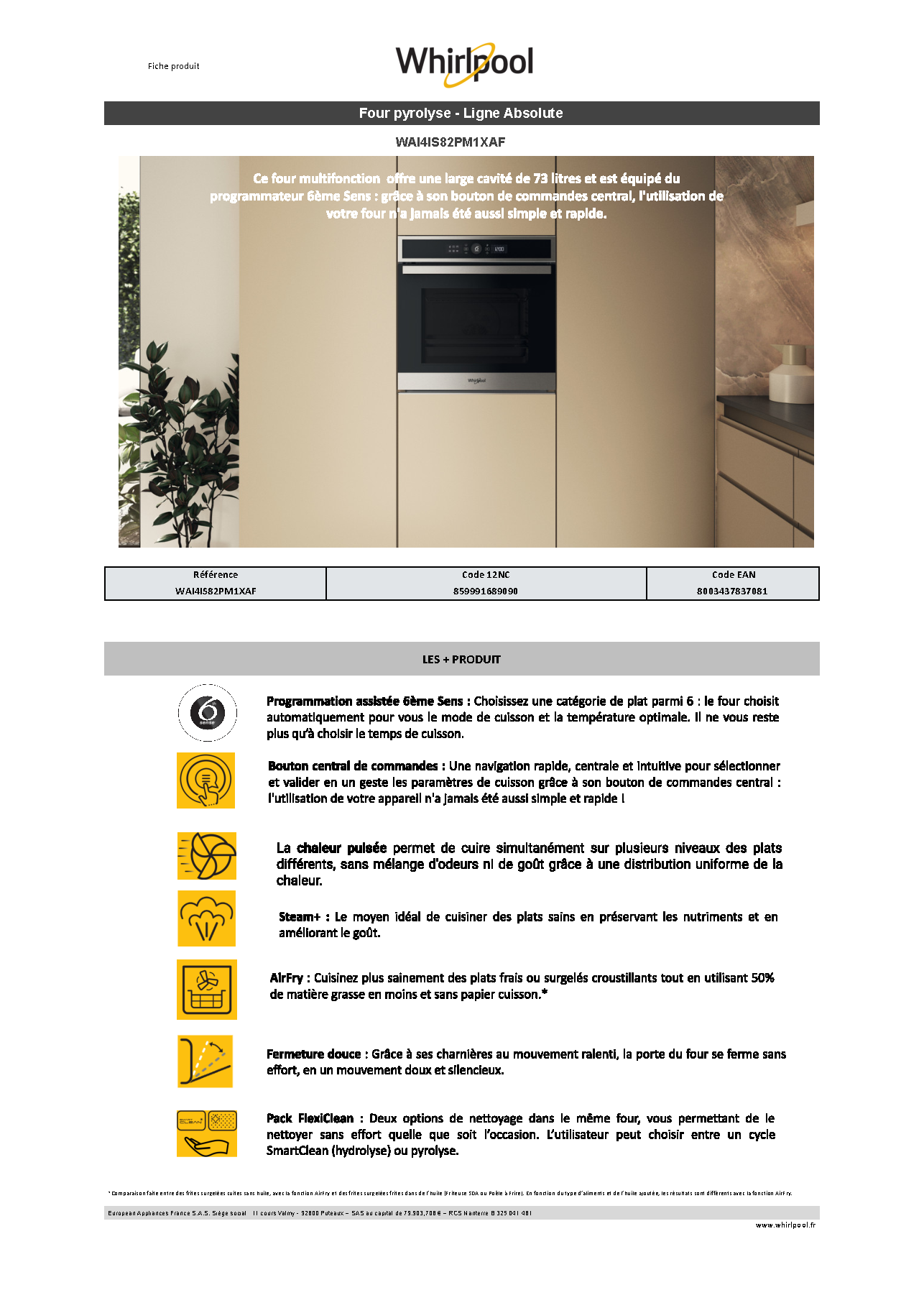 Fiche technique fournisseur