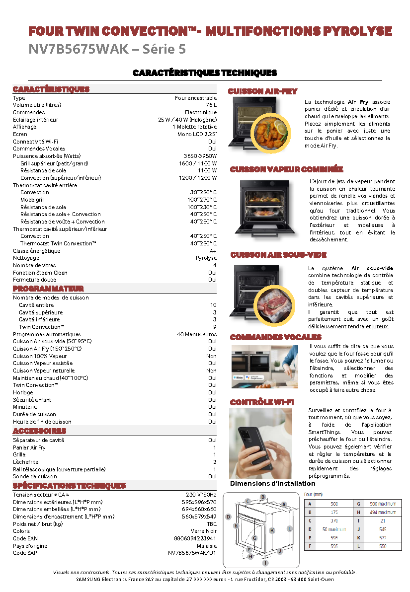 Fiche technique fournisseur