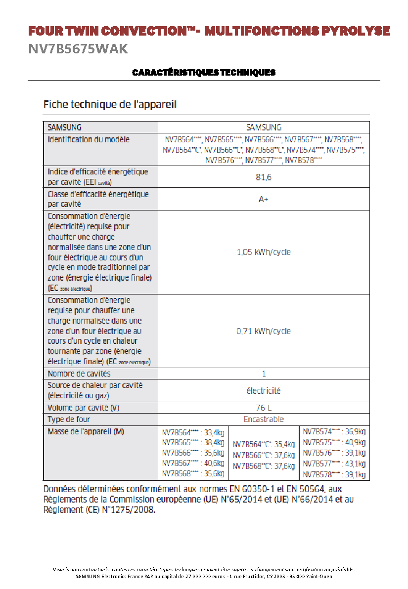 Fiche technique fournisseur