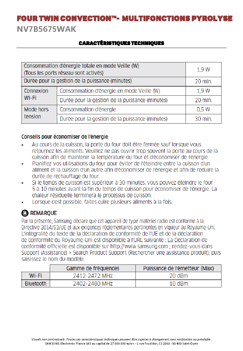 Fiche technique fournisseur