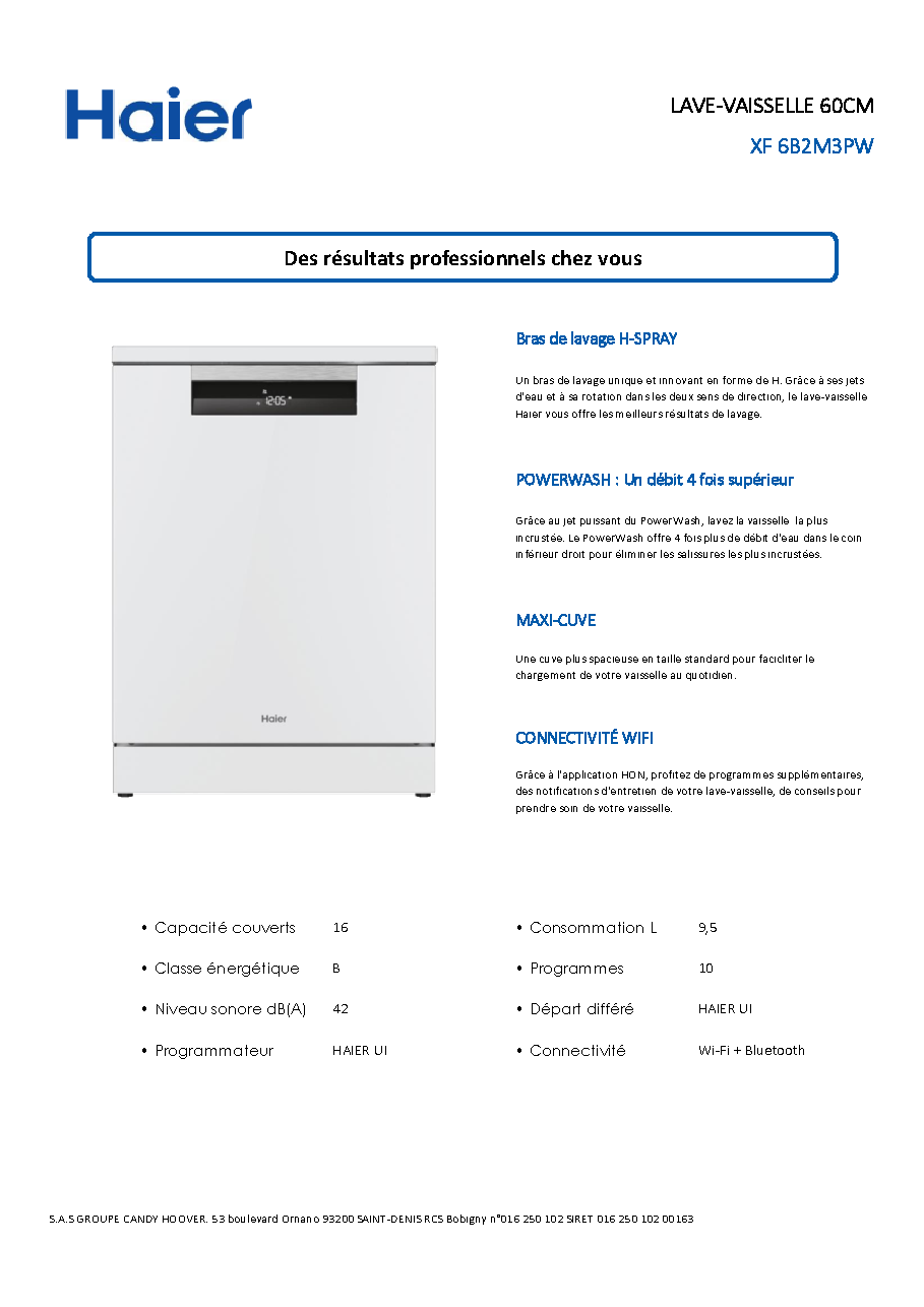 Fiche technique fournisseur