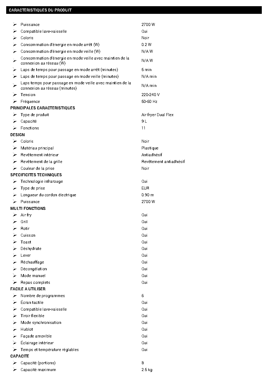 Fiche technique fournisseur