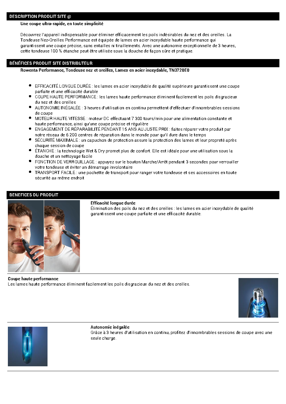 Fiche technique fournisseur