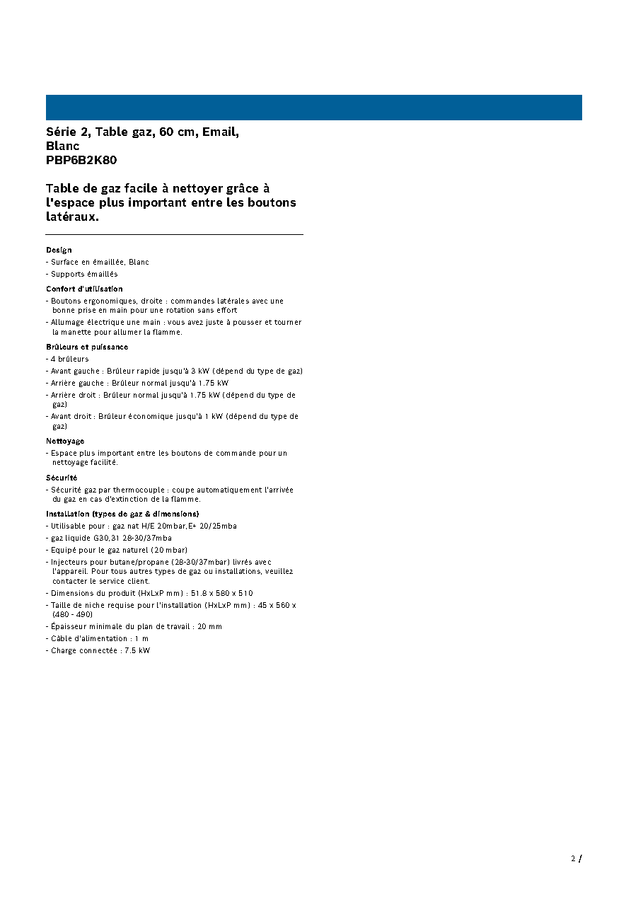 Fiche technique fournisseur
