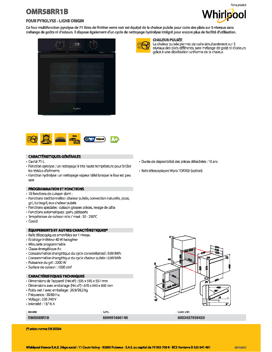 Fiche technique fournisseur