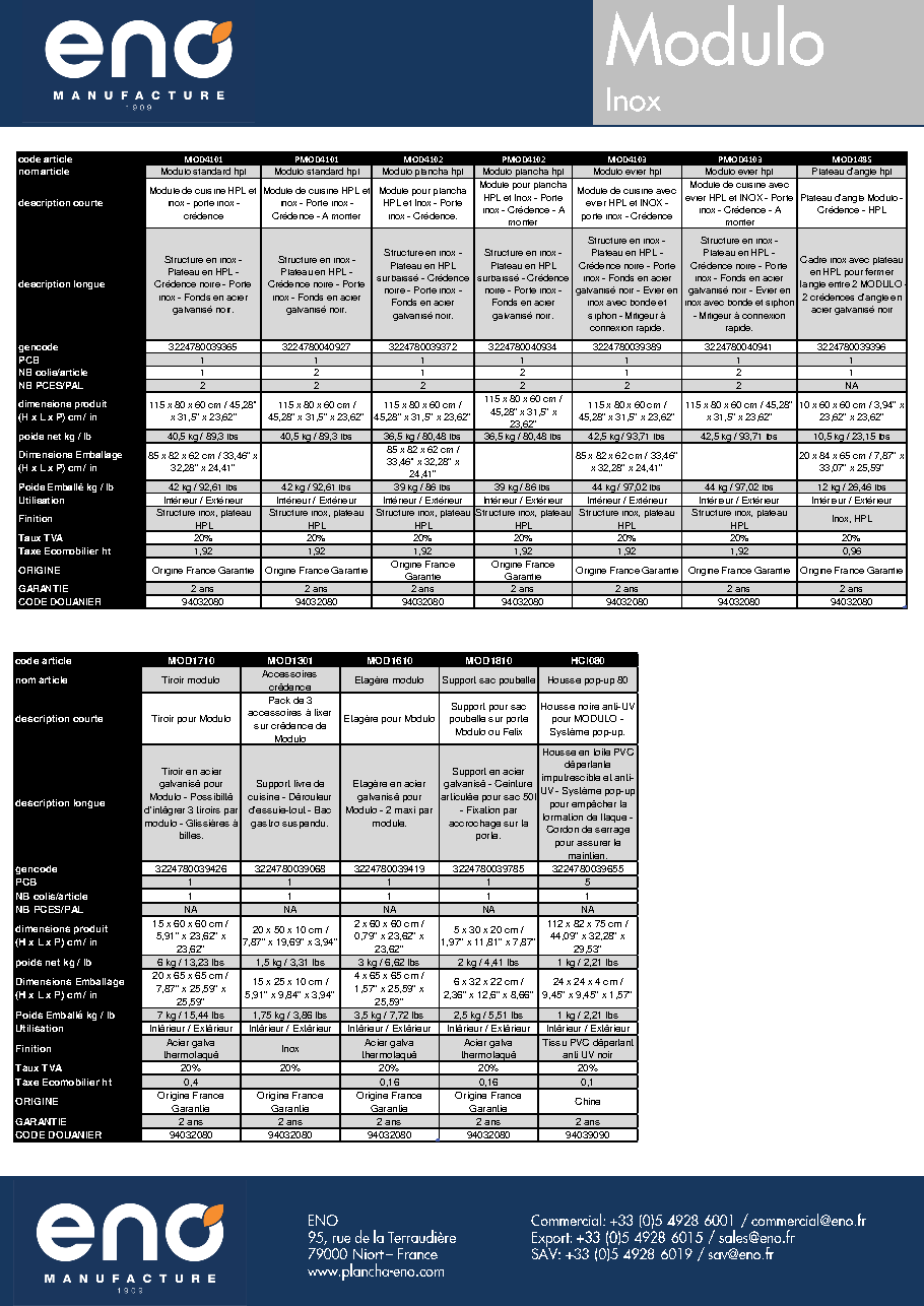 Fiche technique fournisseur