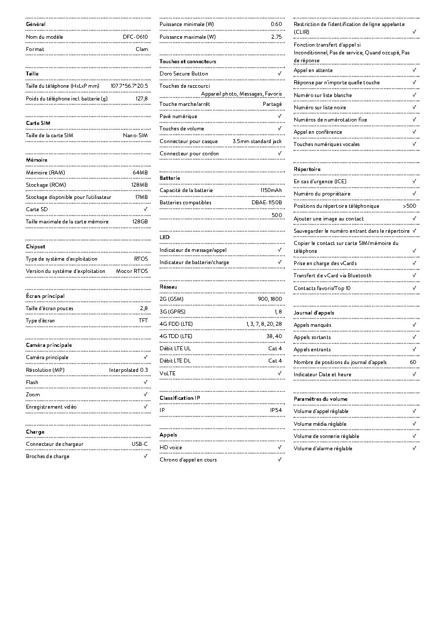 Fiche technique fournisseur