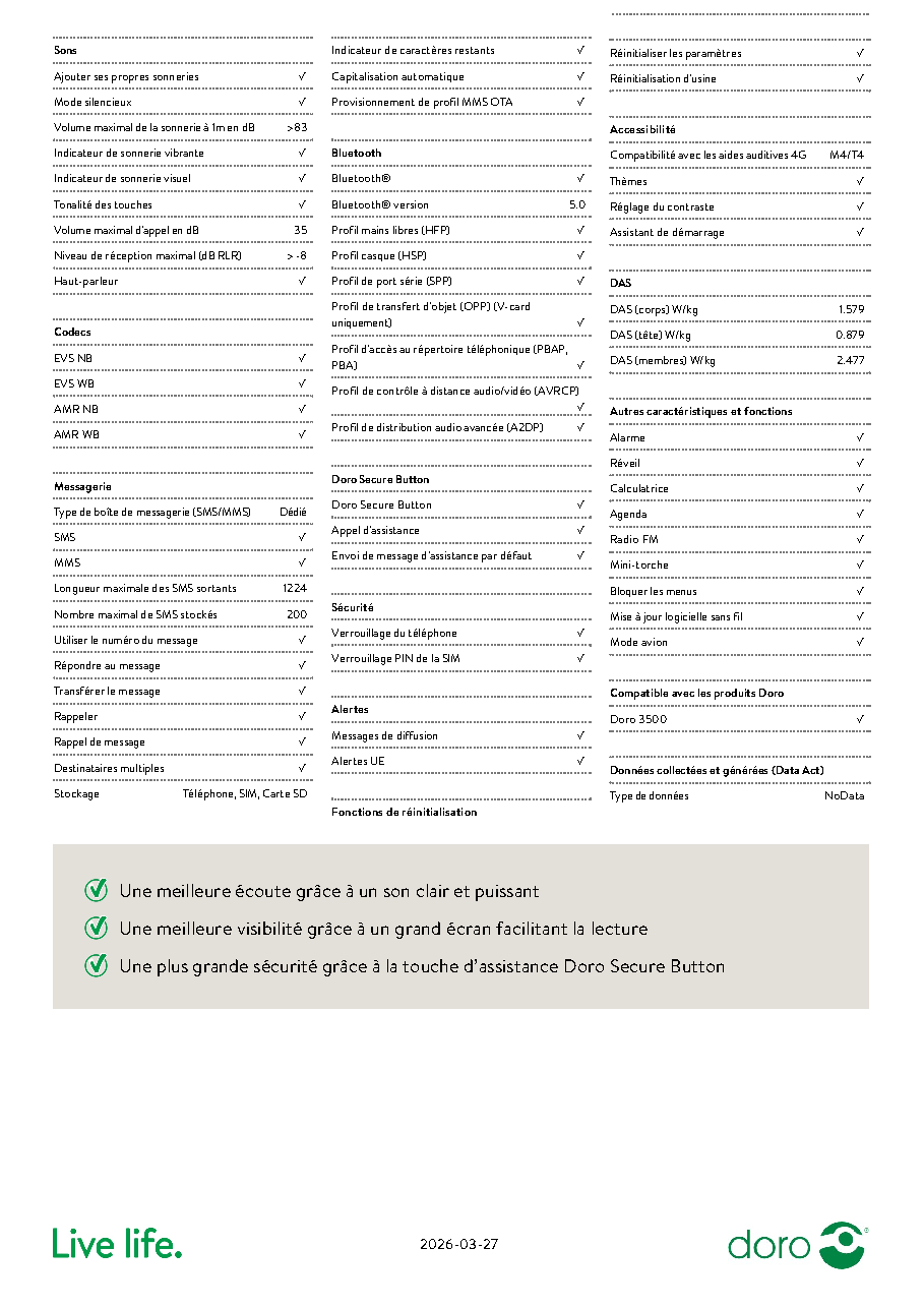Fiche technique fournisseur