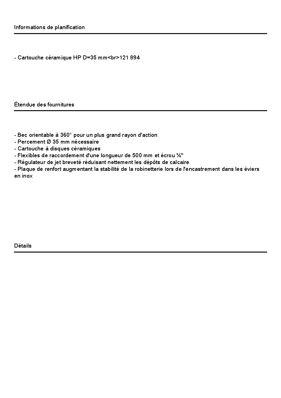 Fiche technique fournisseur