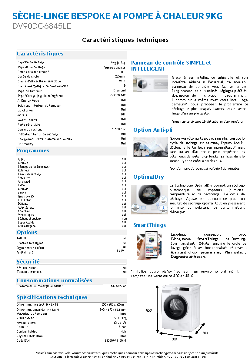 Fiche technique fournisseur