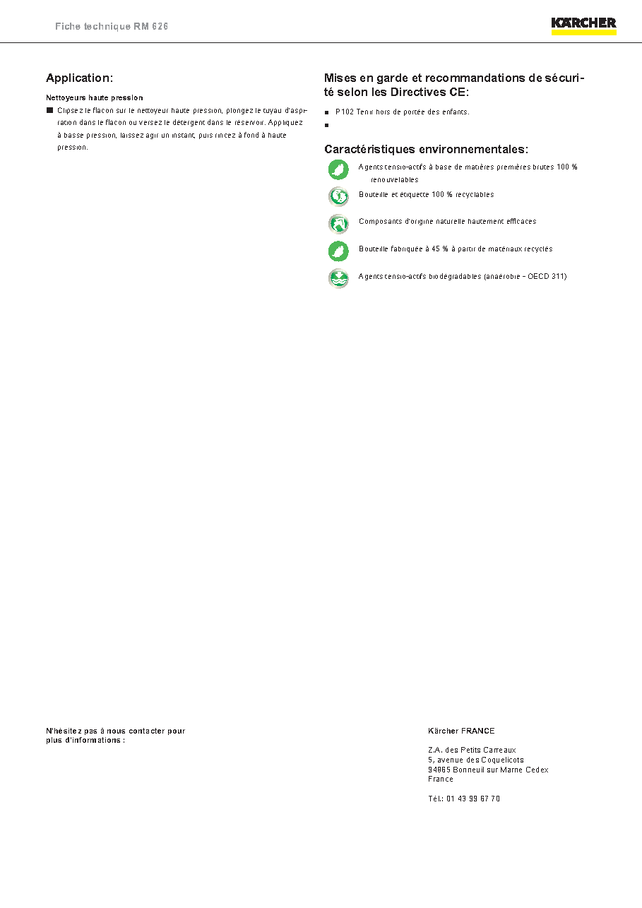 Fiche technique fournisseur
