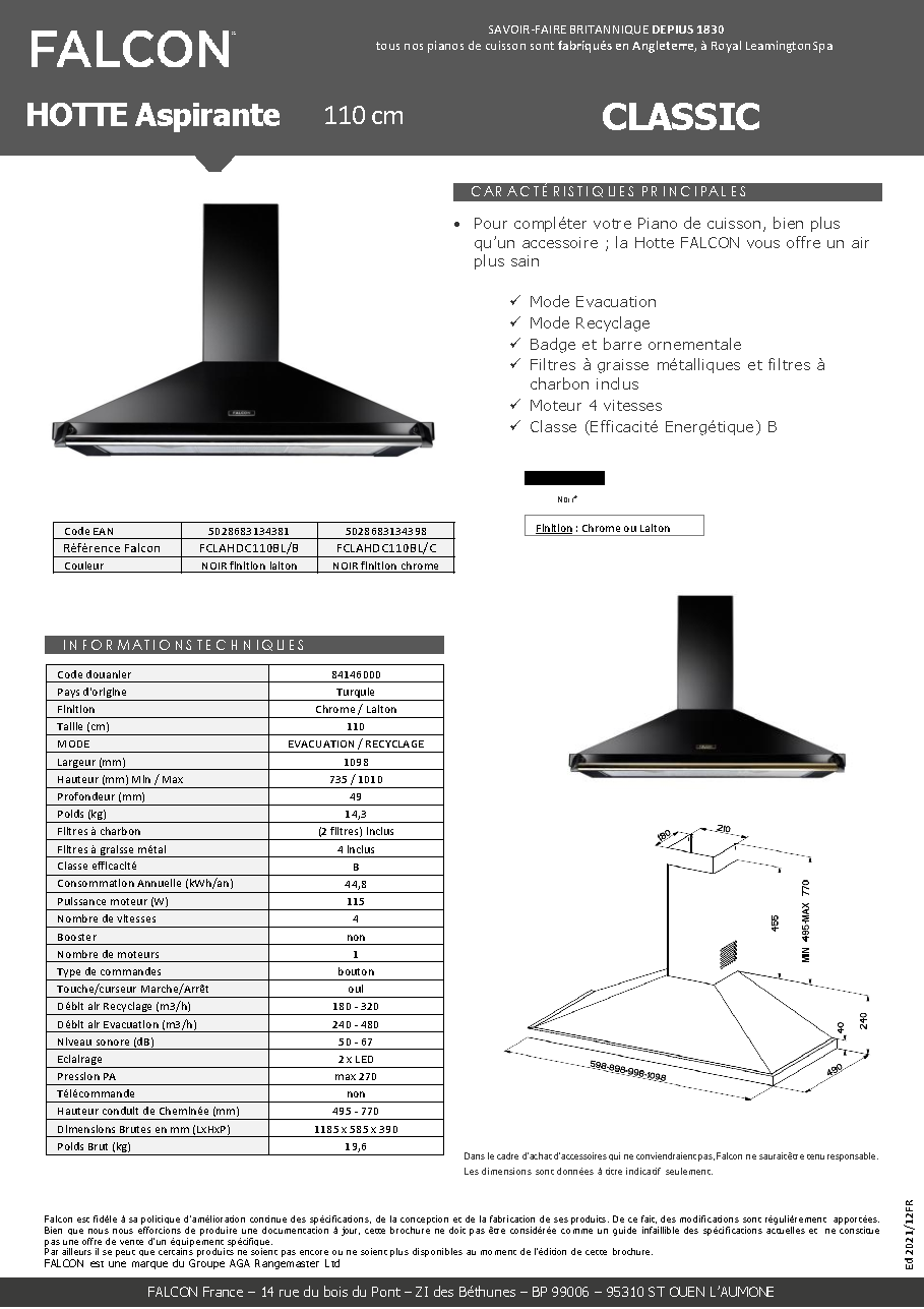Fiche technique fournisseur