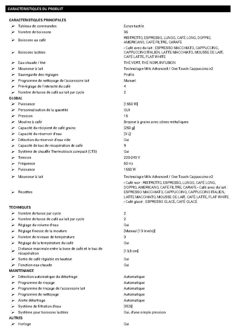 Fiche technique fournisseur