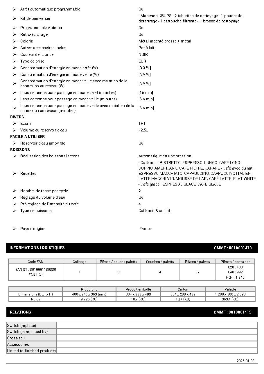 Fiche technique fournisseur
