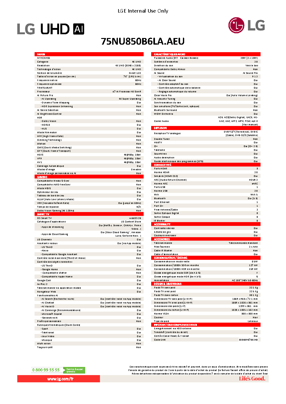 Fiche technique fournisseur