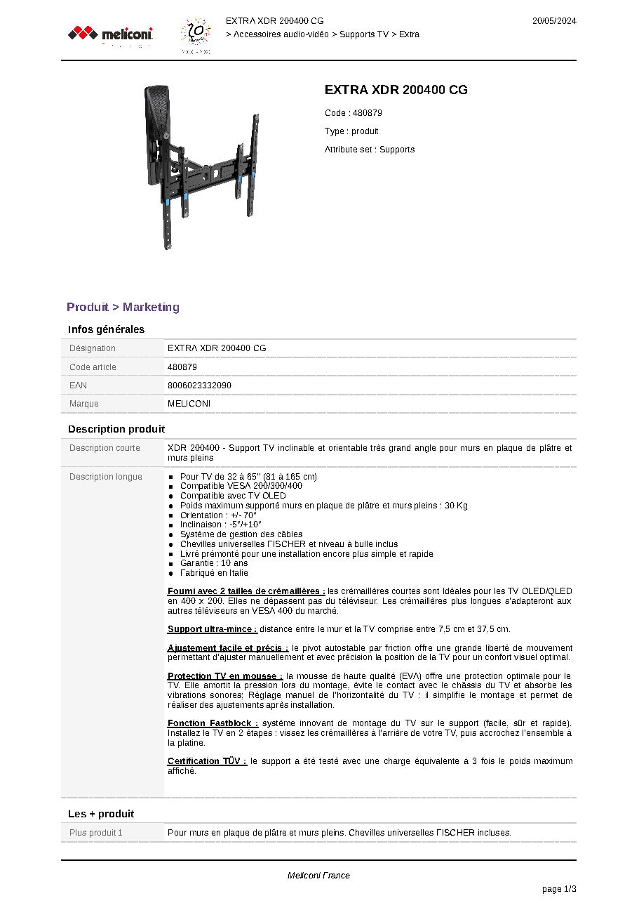 Fiche technique fournisseur