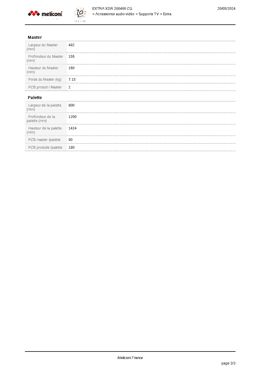 Fiche technique fournisseur