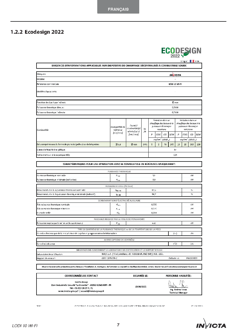 Fiche technique fournisseur