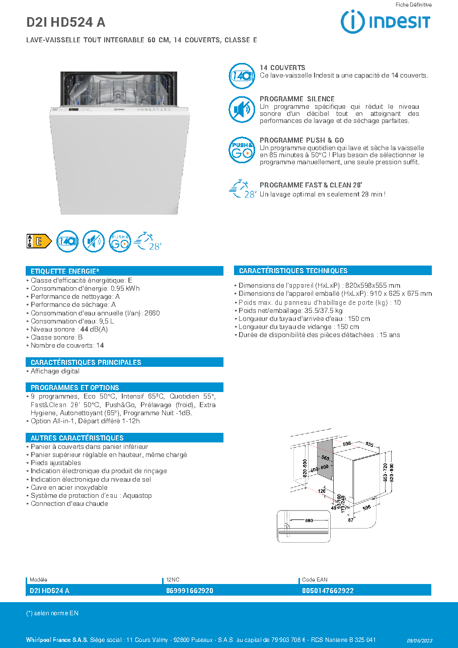 Fiche technique fournisseur