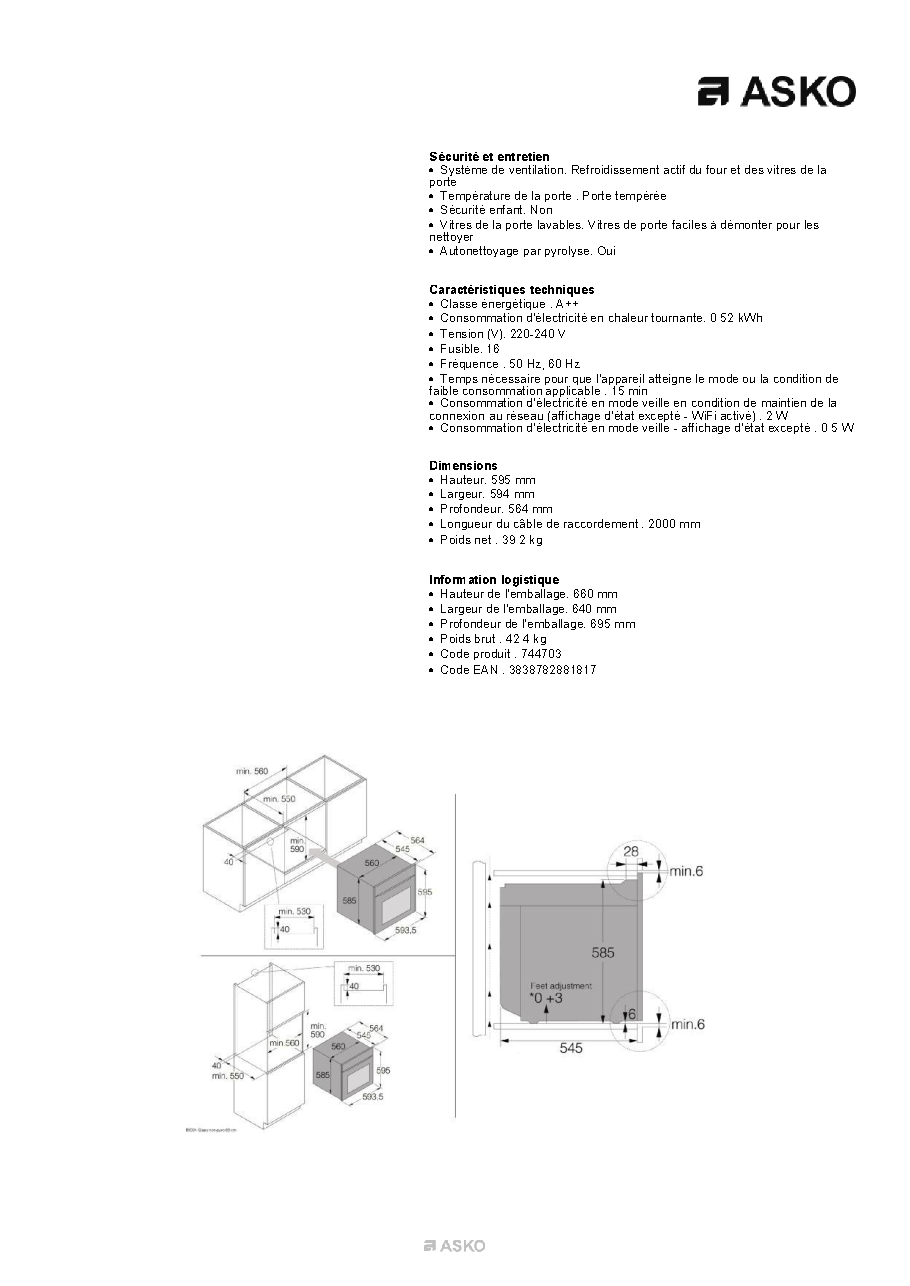 Fiche technique fournisseur