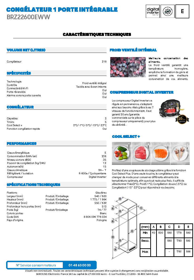 Fiche technique fournisseur