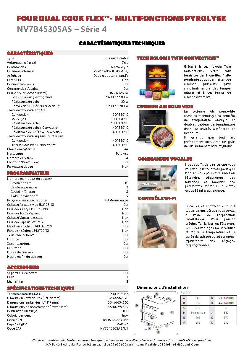 Fiche technique fournisseur
