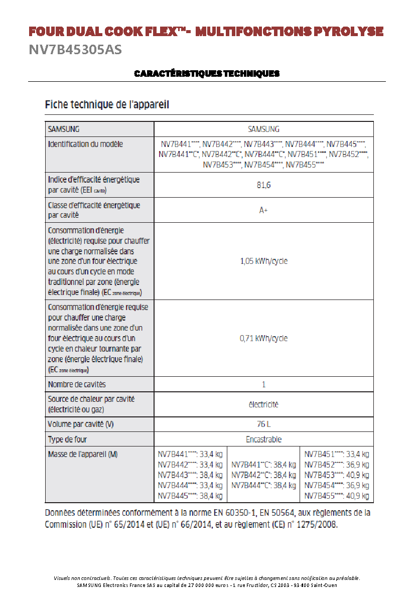 Fiche technique fournisseur
