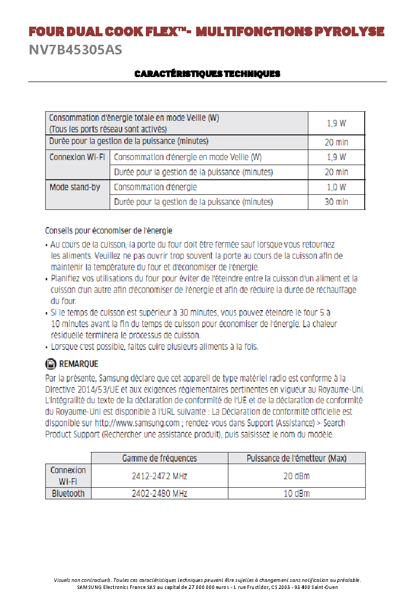Fiche technique fournisseur