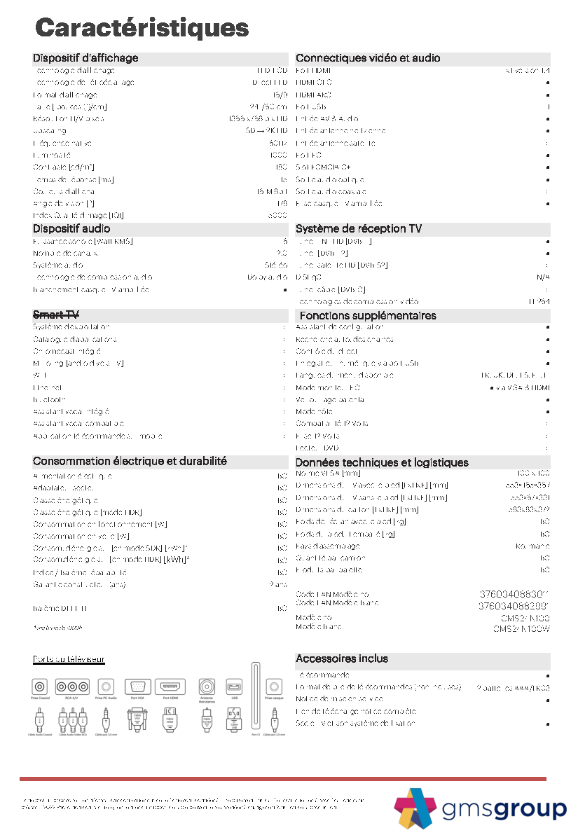 Fiche technique fournisseur
