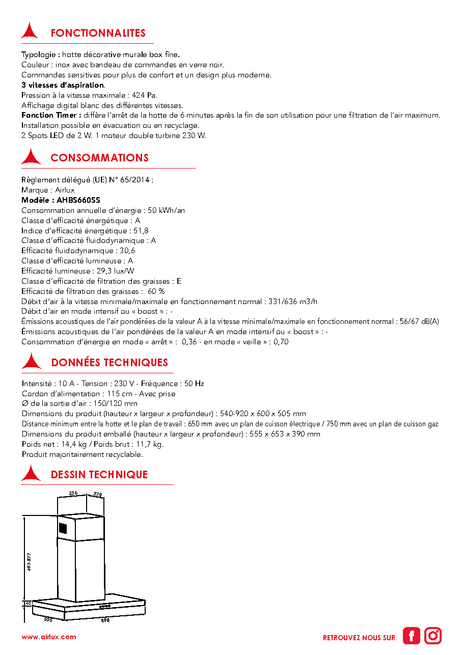 Fiche technique fournisseur