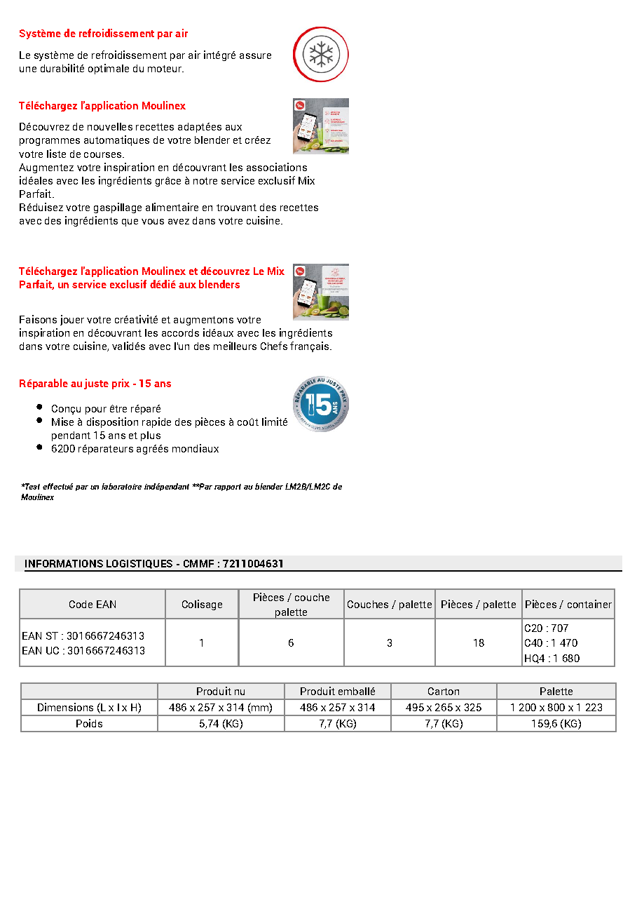 Fiche technique fournisseur