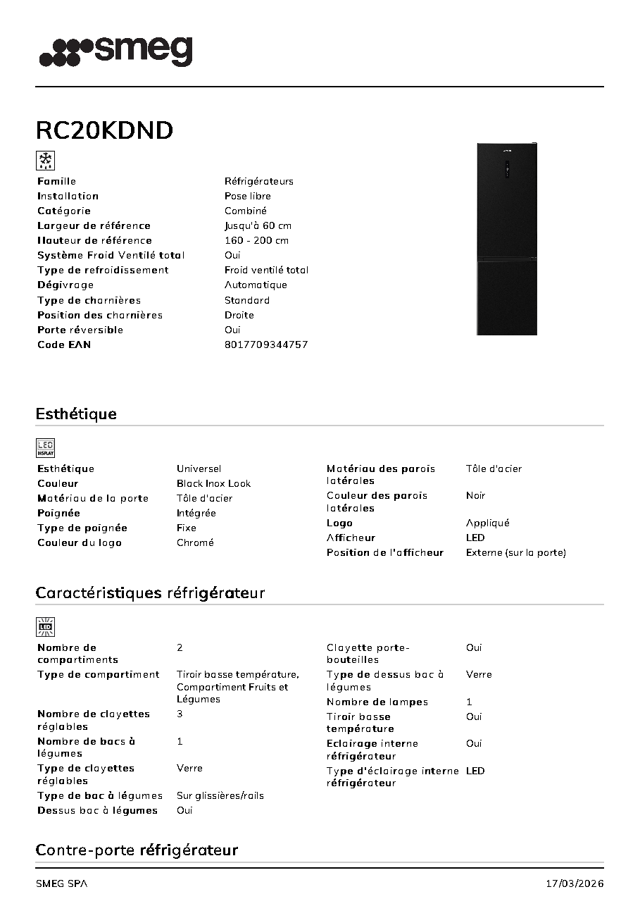 Fiche technique fournisseur