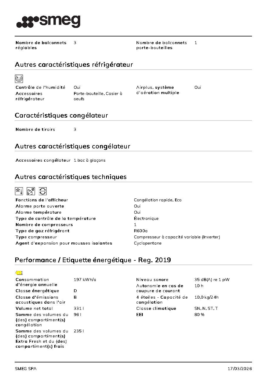 Fiche technique fournisseur