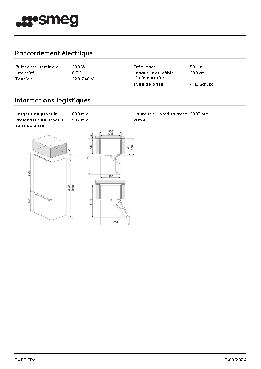Fiche technique fournisseur