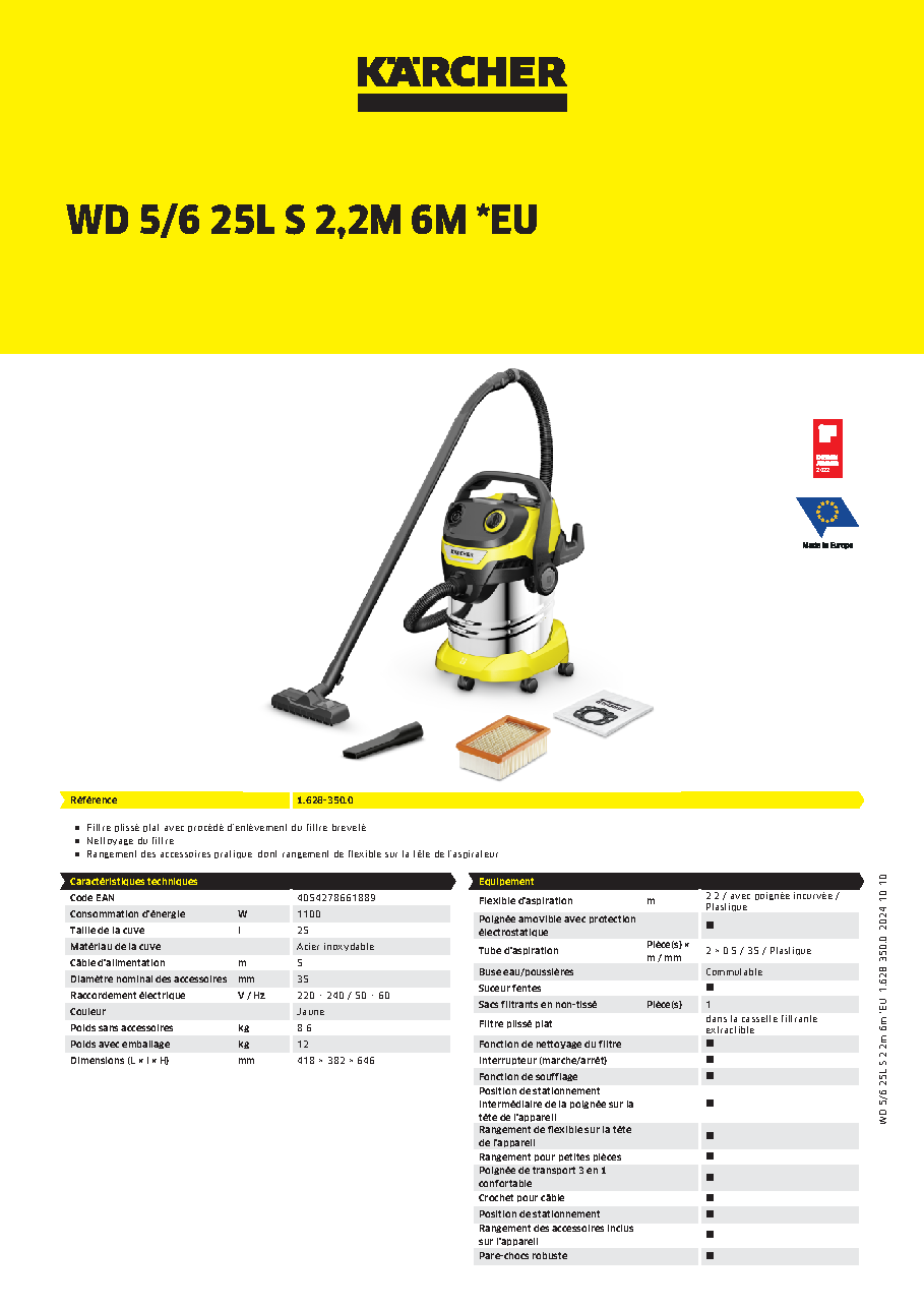 Fiche technique fournisseur