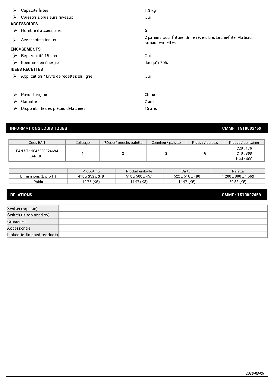 Fiche technique fournisseur
