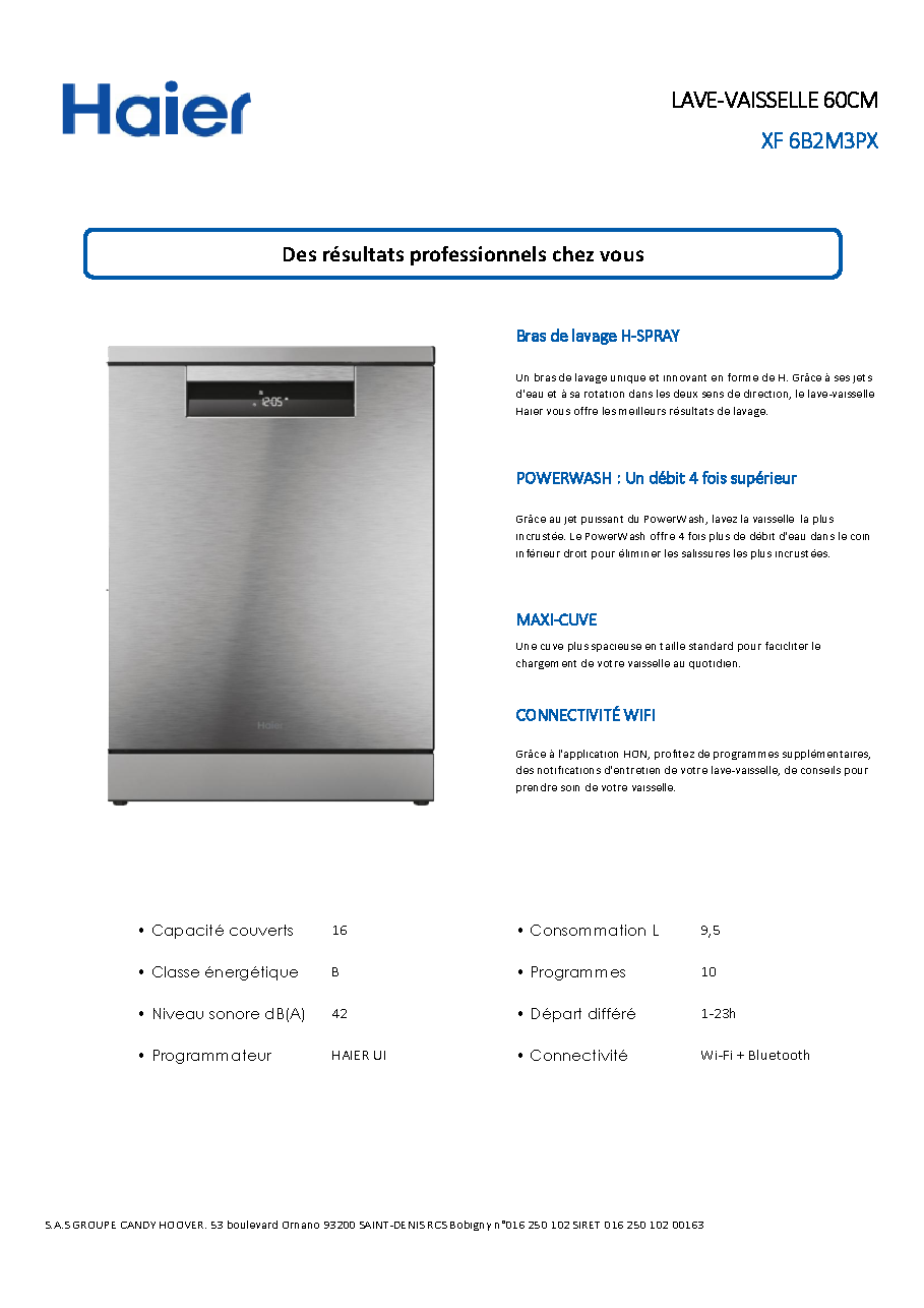 Fiche technique fournisseur