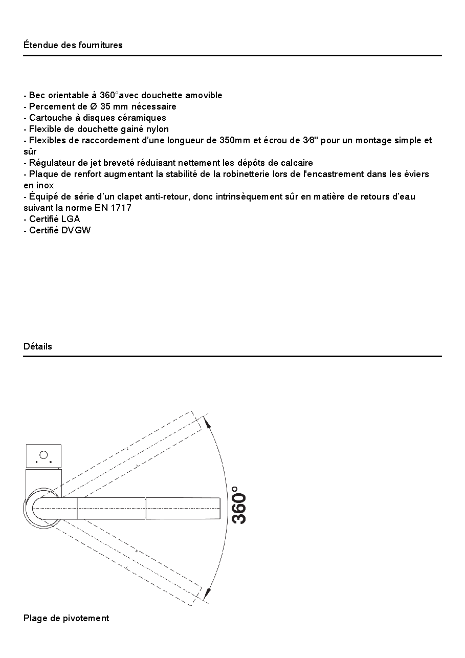 Fiche technique fournisseur
