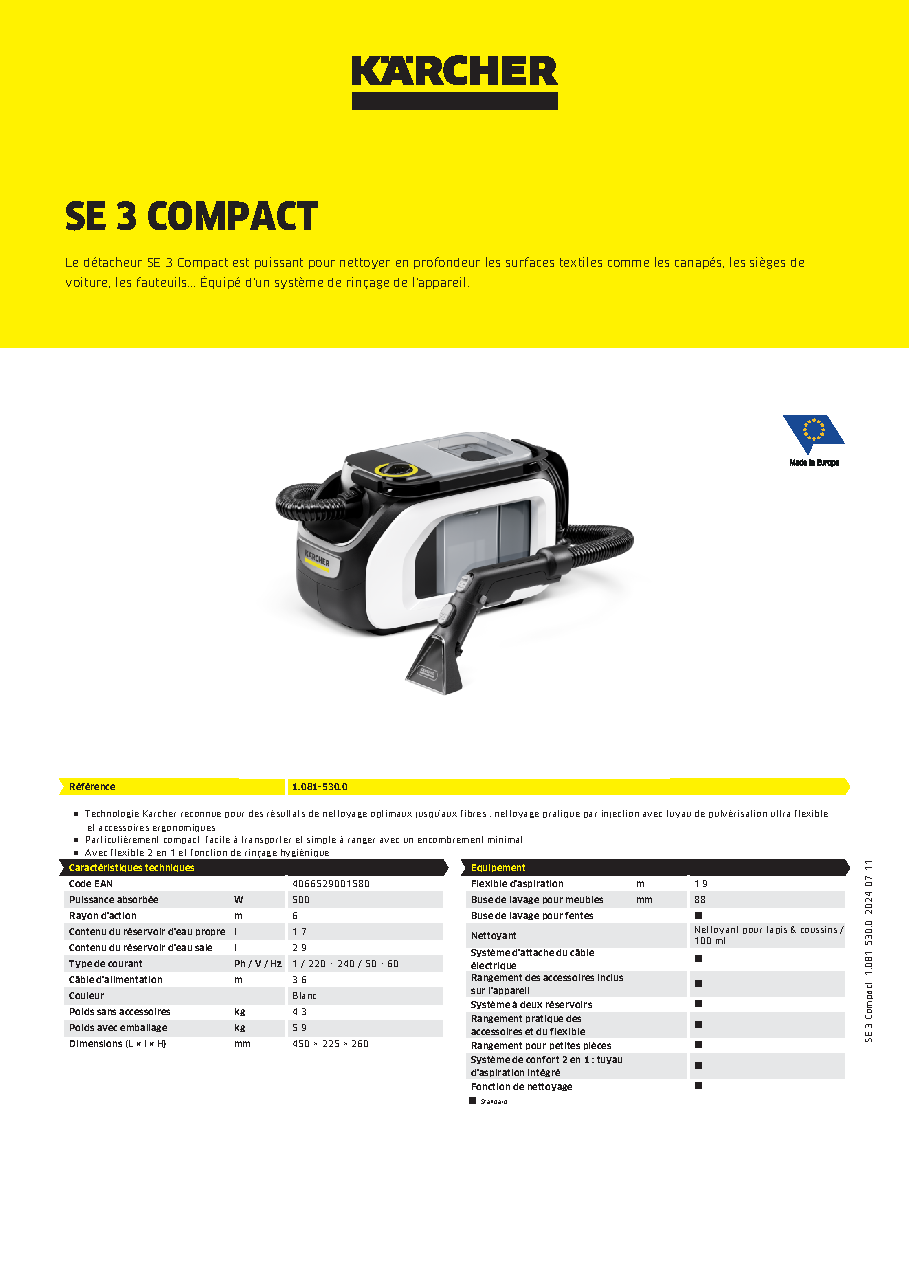 Fiche technique fournisseur