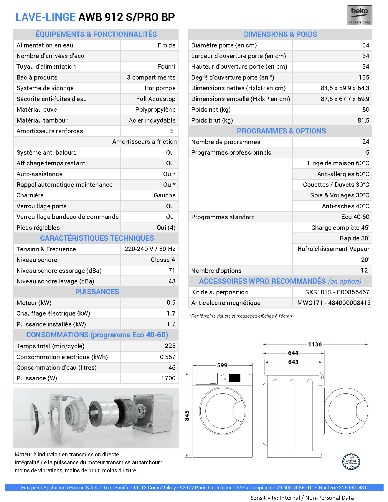 Fiche technique fournisseur