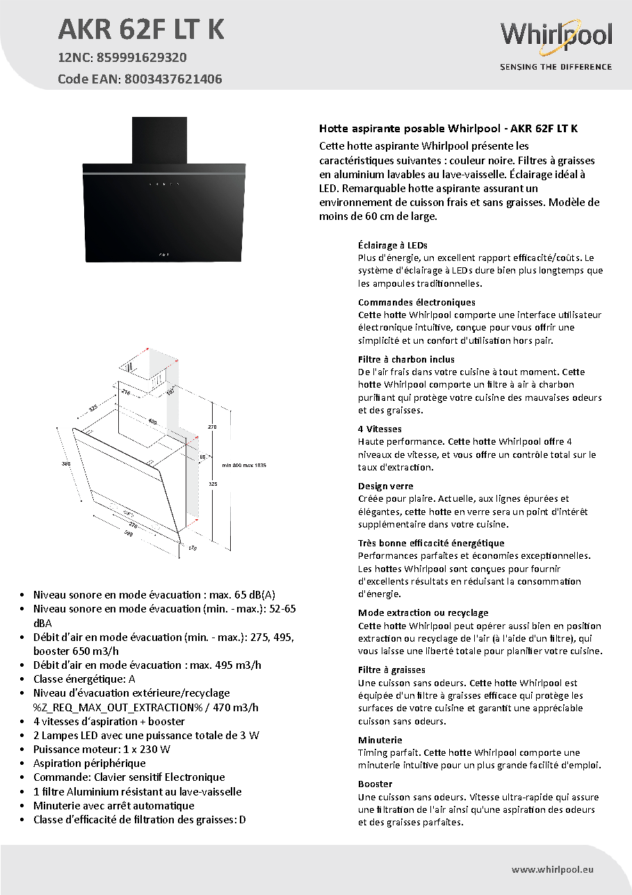 Fiche technique fournisseur