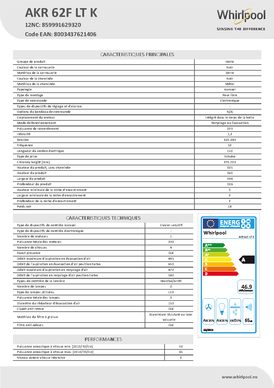 Fiche technique fournisseur