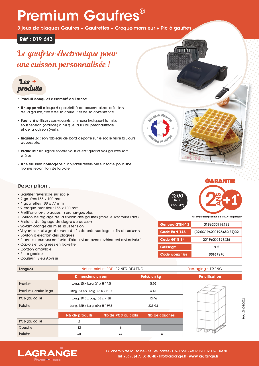 Fiche technique fournisseur