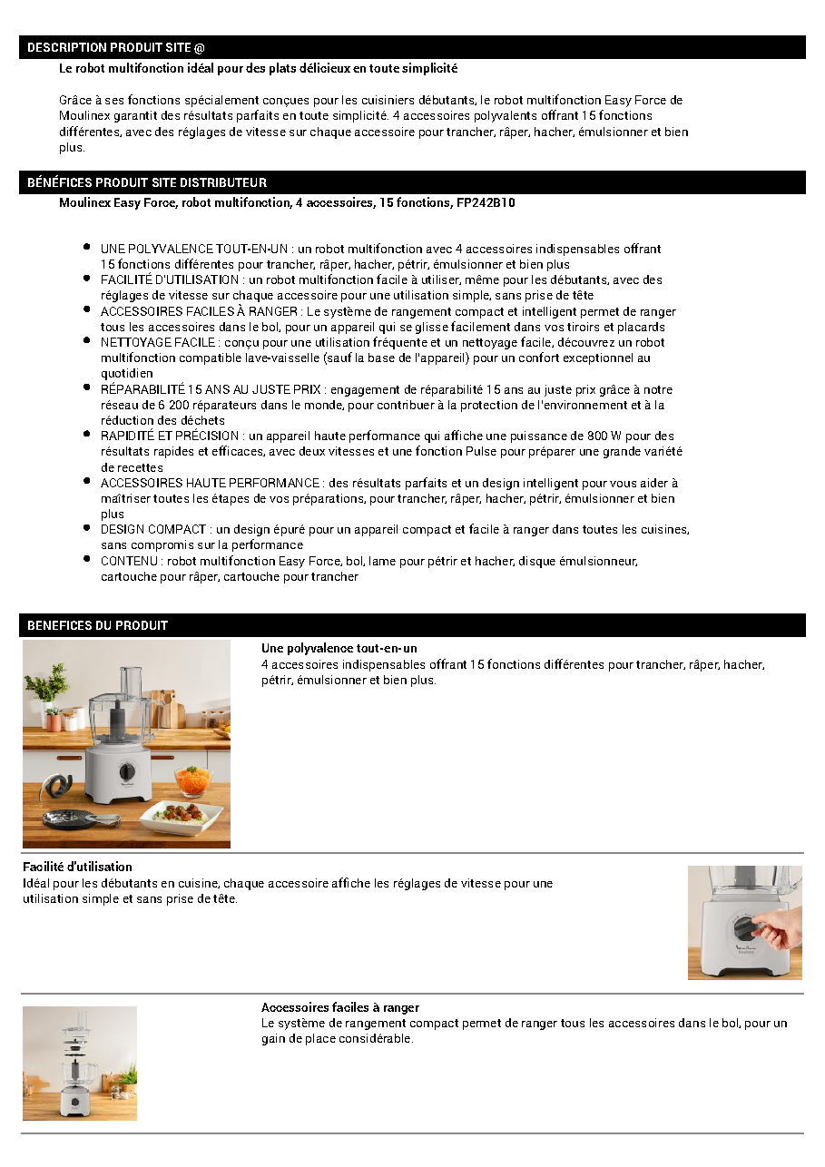 Fiche technique fournisseur