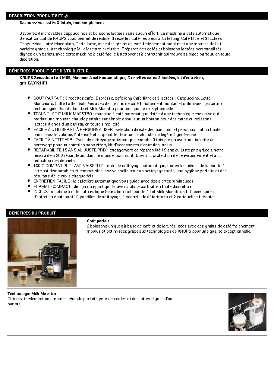 Fiche technique fournisseur