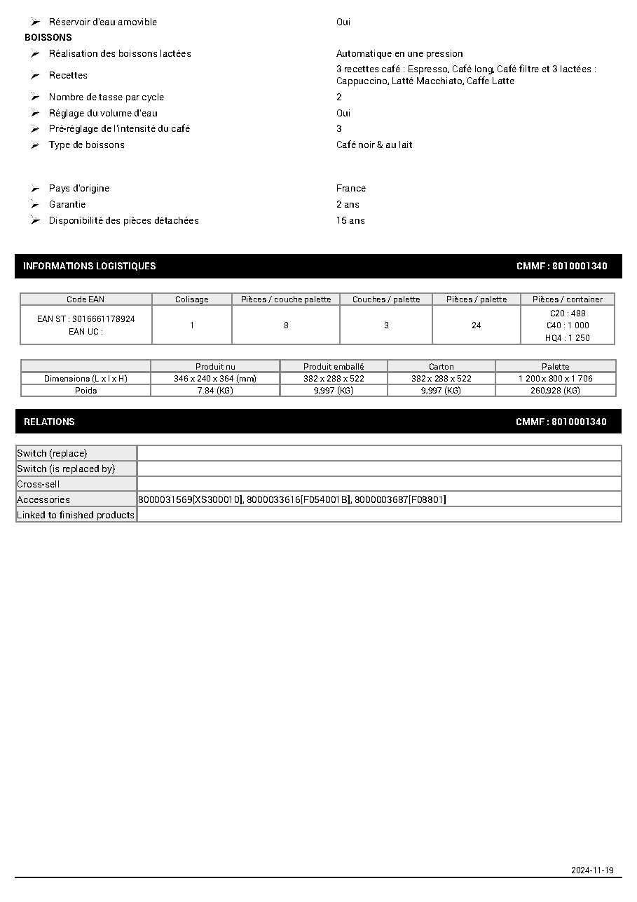 Fiche technique fournisseur