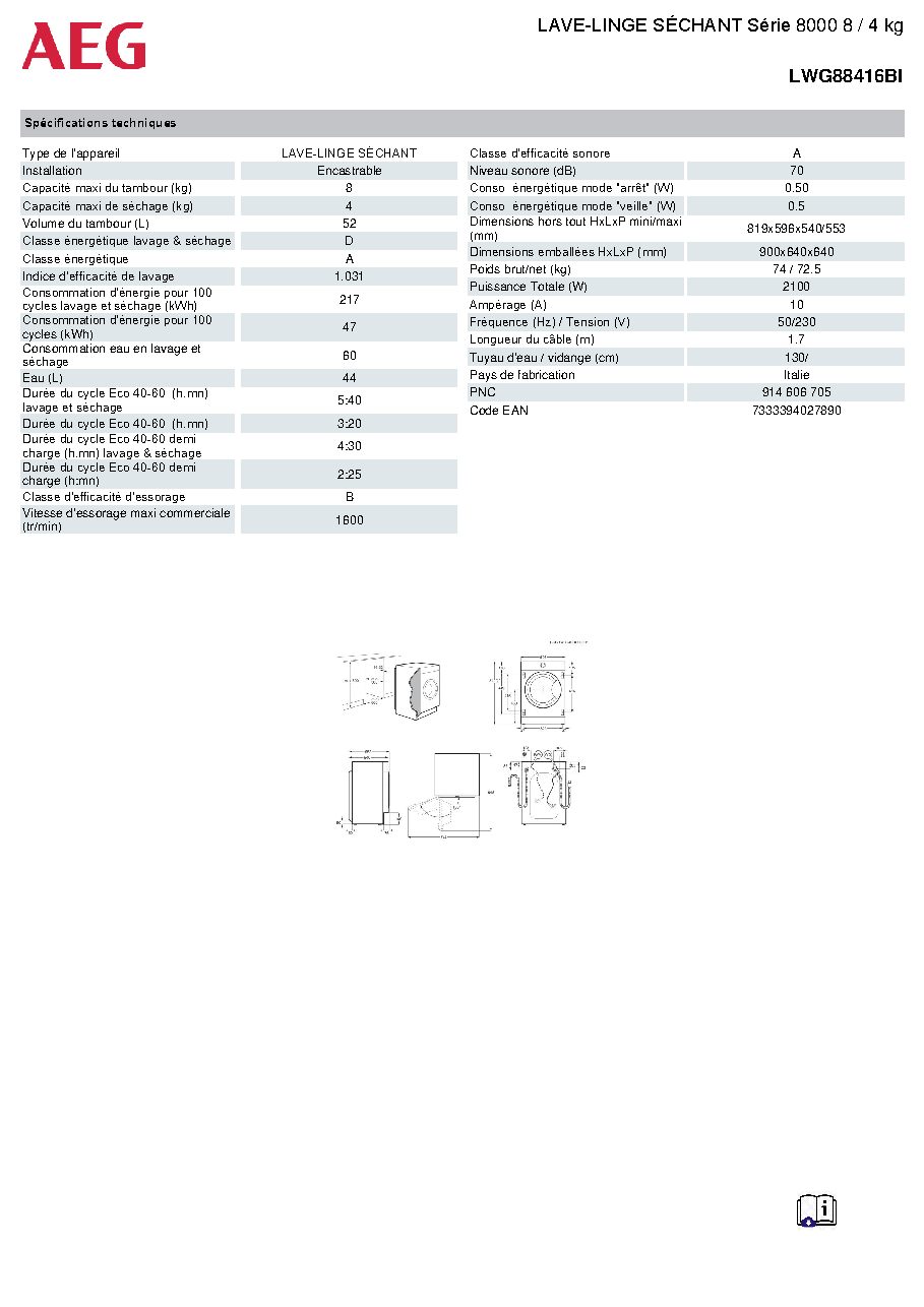 Fiche technique fournisseur