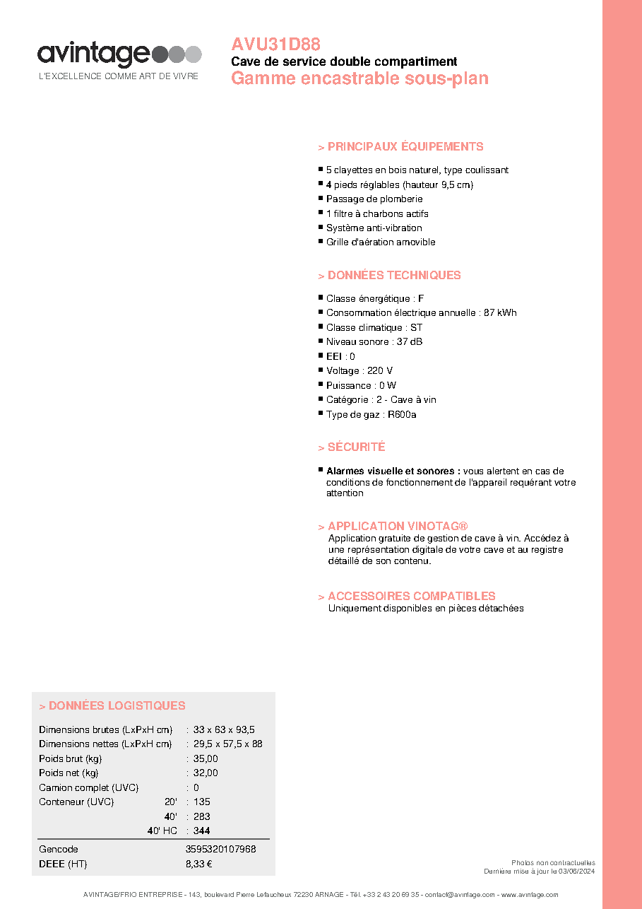Fiche technique fournisseur