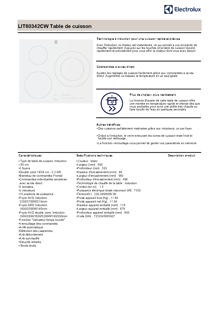 Fiche technique fournisseur