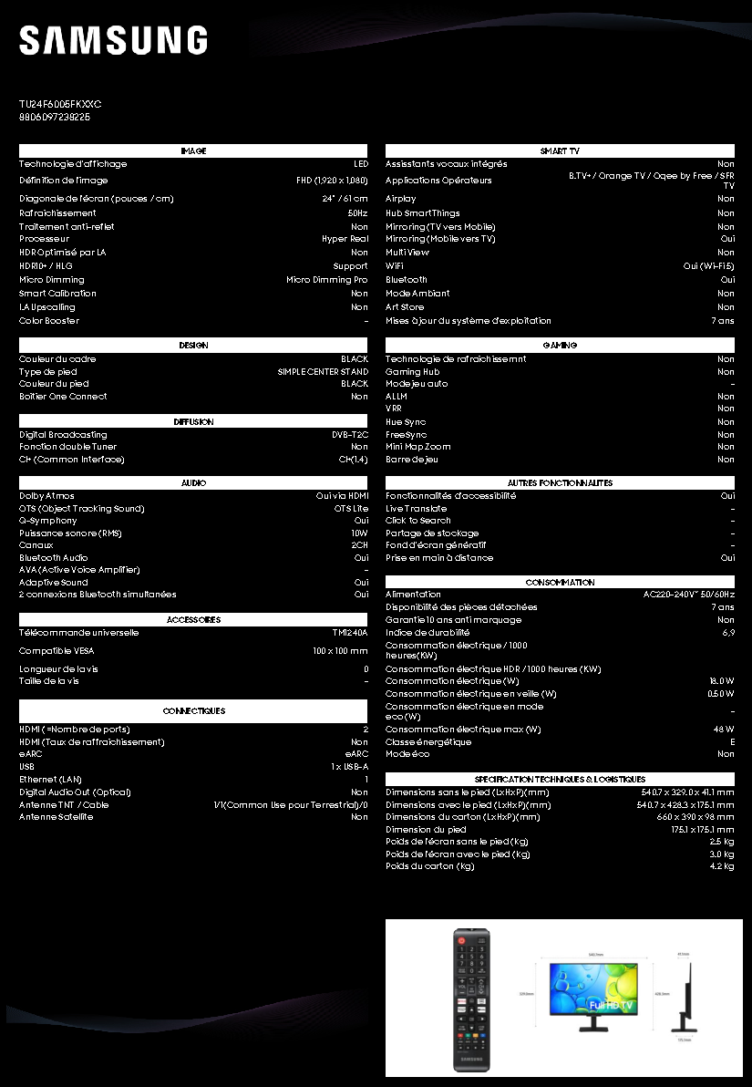 Fiche technique fournisseur
